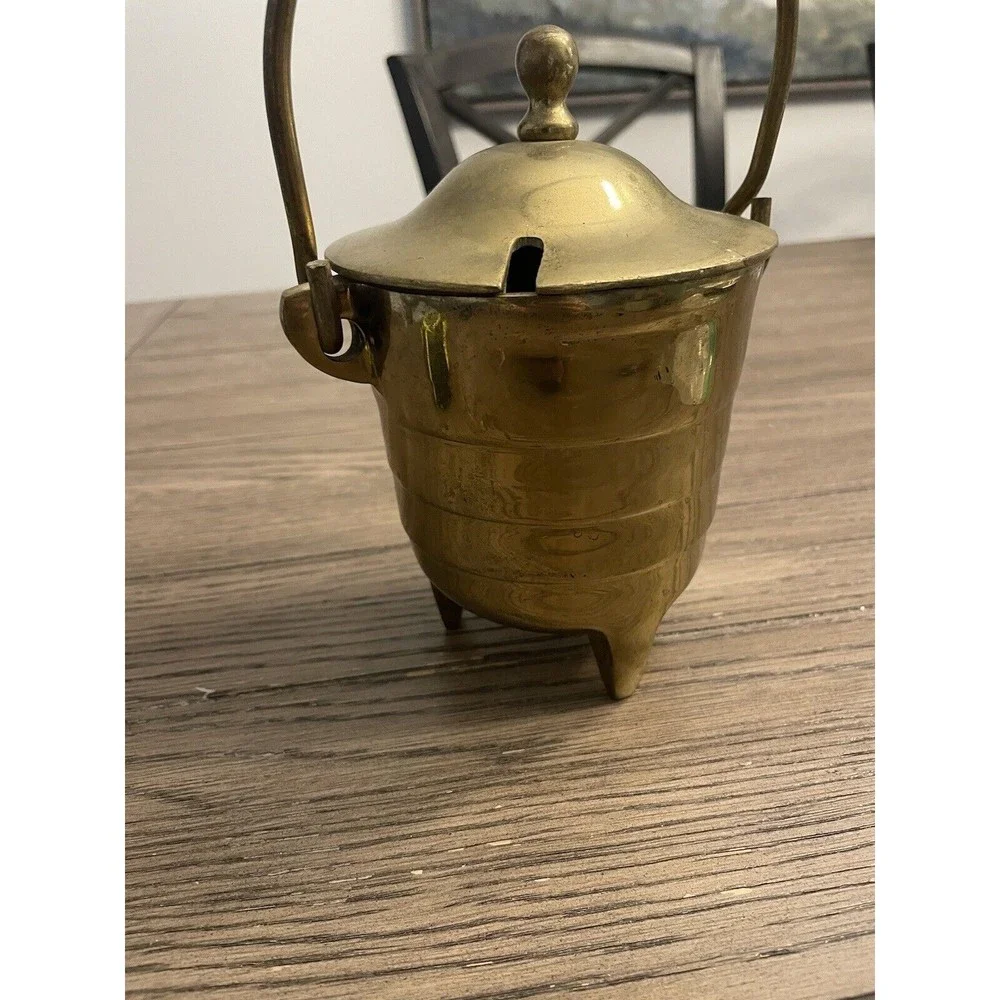 Vintage Heavy Solid Brass FireStarter Kerosene Smudge Pot